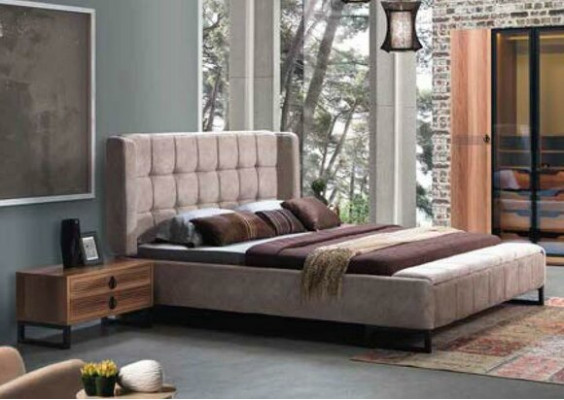 Slaapkamer set 5-delig luxe bed 2x nachtkastje commode kledingkast hout nieuw