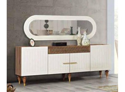 Kast lades hout dressoir spiegel massief laden woonkamer.