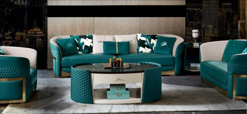 Sofagarnituur Chesterfield gestoffeerde bank bankstel 3+1 set leer textiel stof