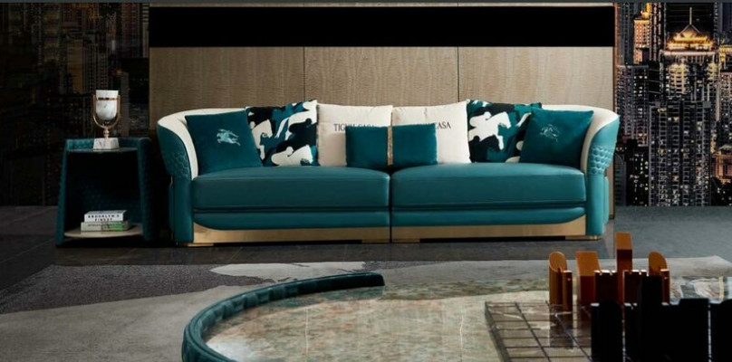 Sofagarnituur Chesterfield gestoffeerde bank bankstel 3+1 set leer textiel stof