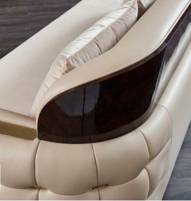 Hoekbank van beige leer Luxe woonlandschap Bank Hoekbankbank Bank Meubels Ontwerp