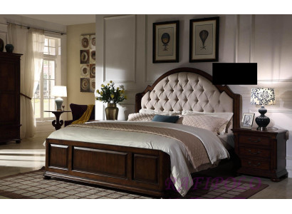 Bed Luxe tweepersoonsbed Slaapkamer Houten leren Chesterfield meubels.