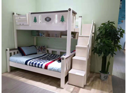 Moderne stapelbedden kinderen jongens meisjes ladder kledingkast hoog houten bed