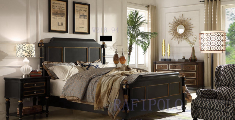 Slaapkamer houten bed Echt houten bed Hotel 180x200 Stijl Massieve meubels Bedden