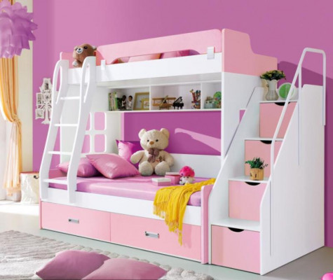 Jongerenbed Bedden Roze kinderbed stapelbed stapelbed houten meubelen hout Nieuw