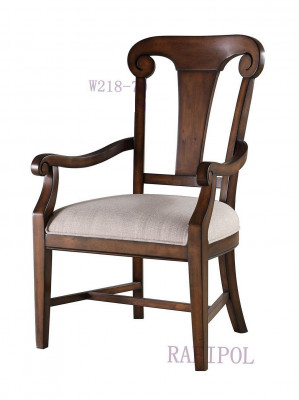 Klassieke stoel eetkamerstoel hout bruin armleuningen fauteuil leunstoel stoelen