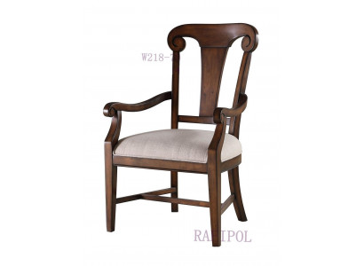 Klassieke stoel eetkamerstoel hout bruin armleuningen fauteuil leunstoel stoelen