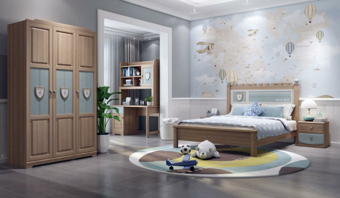 Jongenskamer kinderkamerset bed commode kledingkast 5-delig slaapkamer nieuw