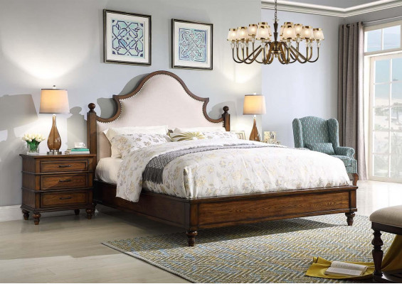 Bed 2x Bedside table 3 pcs. Bedroom set design Upholstered furniture Luxury beds New
