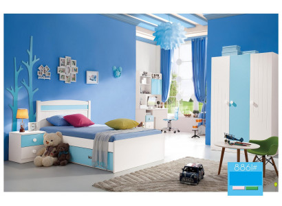 Kinder Compleet Set Jeugdkamer Bed Commode Kast Tafel Bureau 4-delige Meubel