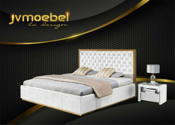 Luxe bed textiel 2x nachtkastje 3-delige slaapkamer set meubels bedden bedframe