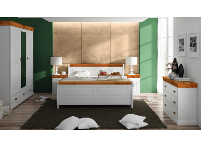 Landhuis bed kledingkast nachtkastje slaapkamer compleet houten set 5-delig nieuw