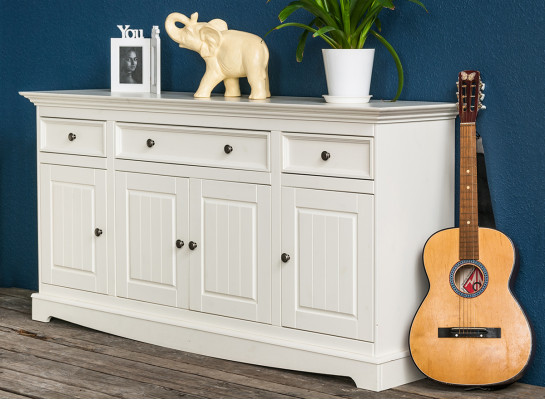 Klassiek design meubel set 2-delig in landelijke stijl met vitrine en dressoir van hout.