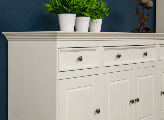 Klassiek design meubel set 2-delig in landelijke stijl met vitrine en dressoir van hout.