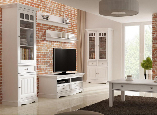 Woonkamer set wandplank dressoir dressoir woonkamer wandkast vitrine landhuis 4-delige set. Nieuw.