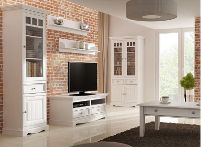 Woonkamer set wandplank dressoir dressoir woonkamer wandkast vitrine landhuis 4-delige set. Nieuw.