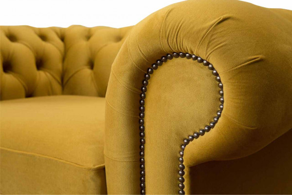 Fauteuil ontwerp Relax Textiel Lounge Luxe Geel Bekleding Zits Chesterfield
