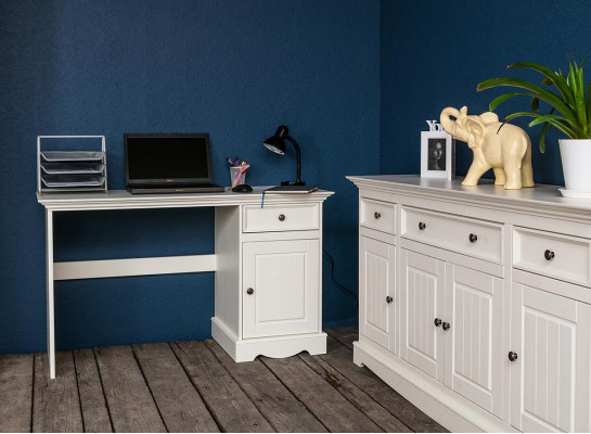Kantoorset garnituur 3-delig. Meubilair bureau tafel commode kast plank compleet