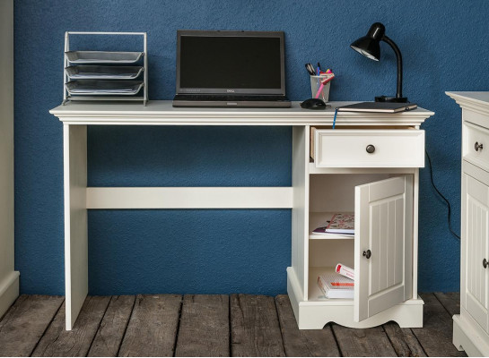 Kantoorset garnituur 3-delig. Meubilair bureau tafel commode kast plank compleet