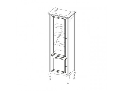 Kast Echt Hout Massief hout Klassieke Vitrine Vitrinekast Model PR-W 1-2