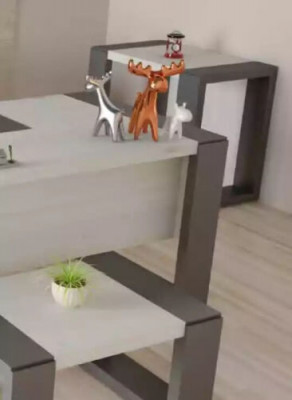 Grijze kantoorinrichting bureau archiefkast dressoir salontafel 3-delige set