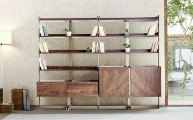 Moderne vitrine woonkamer meubels planken staande rekken echte houten meubels bruin planken