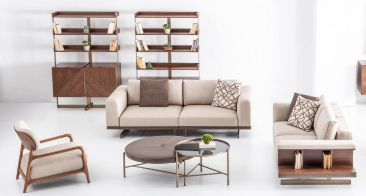 Moderne bankstel Luxe meubels Bekleding Textiel Bank Grijs Moderne Bank