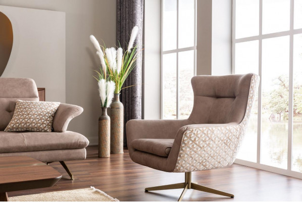 Moderne fauteuil Oorfauteuil Luxe cocktailstoel Beige kunstleer Nieuw