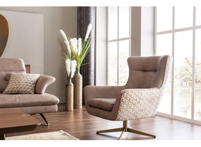 Moderne fauteuil Oorfauteuil Luxe cocktailstoel Beige kunstleer Nieuw