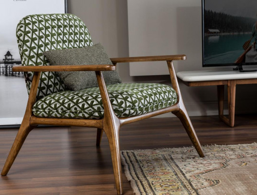 Fauteuil oorfauteuil cocktails fauteuil zits modern design grijs stof groen