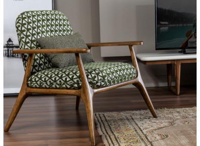 Fauteuil oorfauteuil cocktails fauteuil zits modern design grijs stof groen