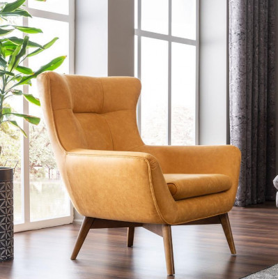 Fauteuil oorfauteuil cocktail fauteuil sofa modern design kunstleer geel