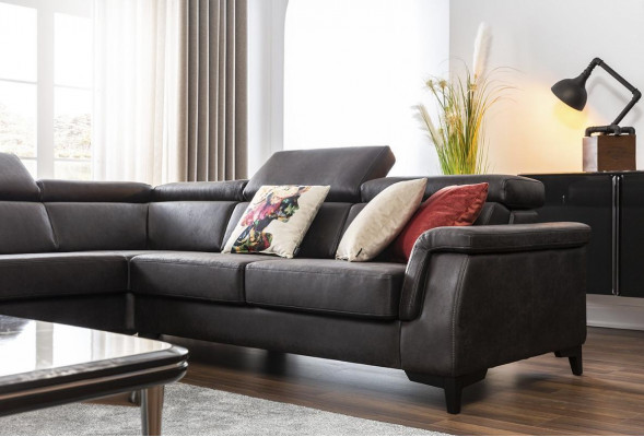 Sofa hoekbank L-vorm bank fauteuil meubels slaapfunctie zwart nieuw