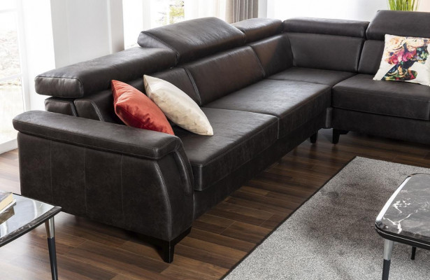 Sofa hoekbank L-vorm bank fauteuil meubels slaapfunctie zwart nieuw
