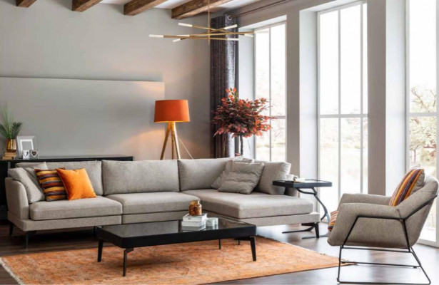 Sofagarnitur L-vorm Bank Fauteuil Grijs Bankstel Modern Meubilair Hoekbank Set Nieuw