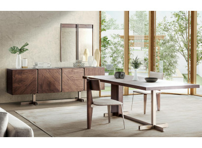 Bruine eettafel Designer tafels Tafel + 4x armstoel Meubel 5-delig set