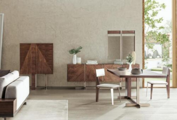 Bruine eettafel Designer tafels Tafel + 4x armstoel Meubel 5-delig set
