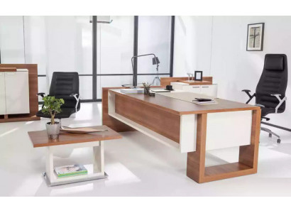 Chef Tafel Bureau Bruin Kantoor Tafels Set Kantoor Inrichting 3-dlg Compleet