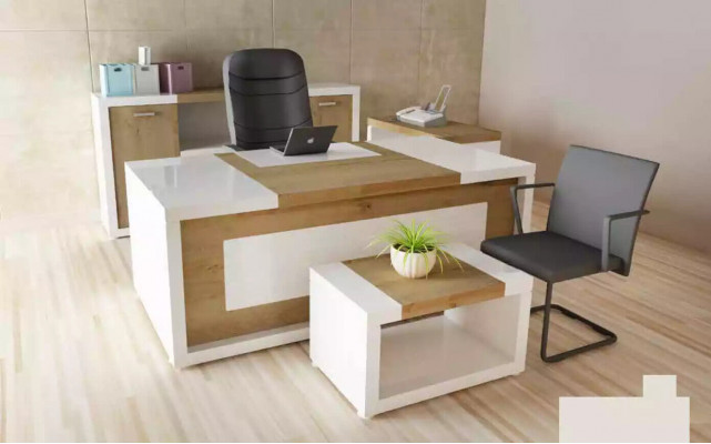 Hoekbureau bureau bureau salontafel archiefkast kantoormeubilair 3-delig.