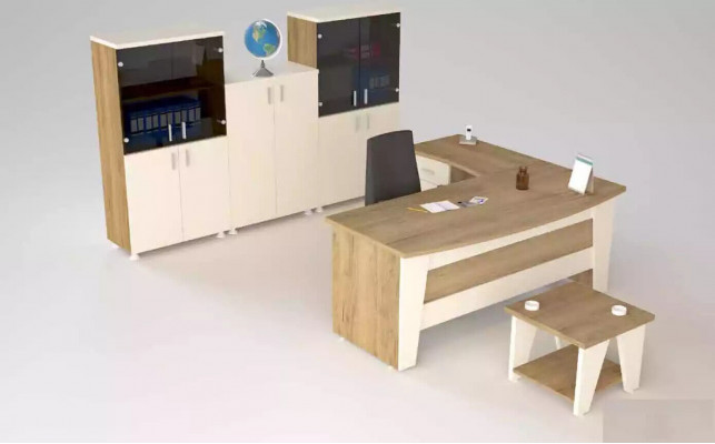 Kantoormeubilair Hoekbureau Bureau Salontafel 3x Archiefkasten 6-delig