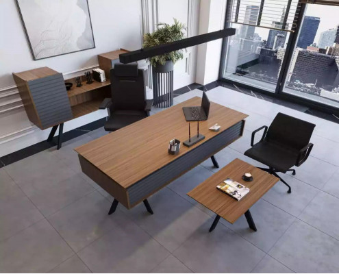 Hoogwaardige, elegante kantoorset in moderne stijl van stevig hout.