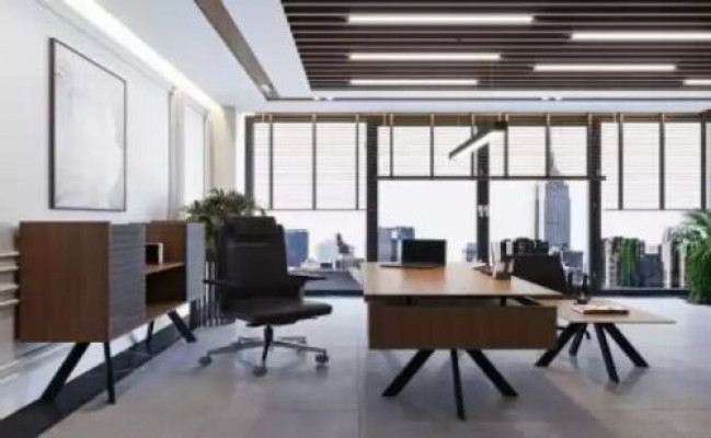 Hoogwaardige, elegante kantoorset in moderne stijl van stevig hout.