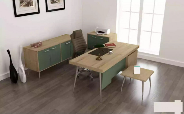 Kantoorinrichting 4-delige set bureau archiefkast dressoir salontafel