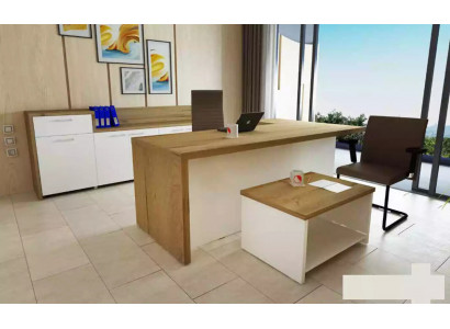 Kantoor Modern set Hoekbureau Bruine salontafel Drievoudige archiefkast