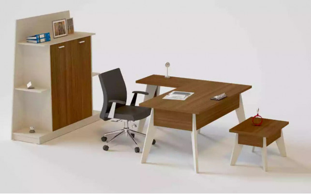 Hoekbureau tafel archiefkast salontafel kast meubels kantoor 3-delige.