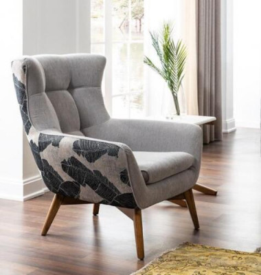 Fauteuil Staande fauteuil Cocktailsessel Zitter Modern Design Grijs Stofstoel