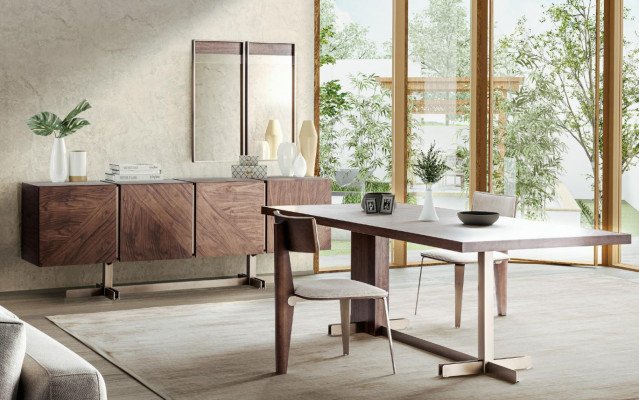 Eetkamer Eettafel Groep Stoelen Dressoir 8-delige Houten Tafel Bruin Eetgroep