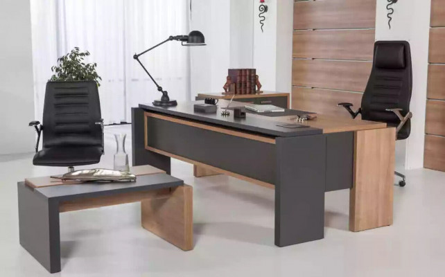 Luxe bureau tafel hout design kantoorinrichting meubels 206x102cm
