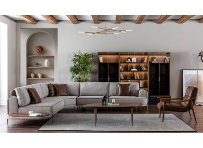 Hoekbank stoffen bank L-vorm bank stoffen banken Grijs Modern Tafel Woonlandschap