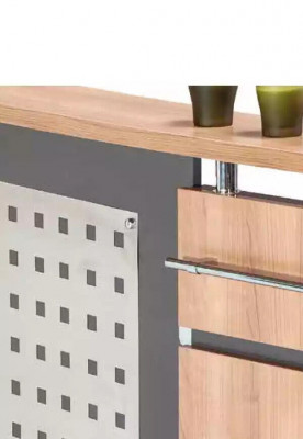 Moderne ontvangsbalie met ladenkast van grijs hout Nieuw kantoormeubilair